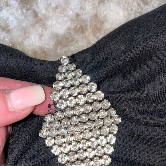 B Darlin black strapless fit and flare rhinestone detailing balloon skirt 9/10 - Picture 7 of 7